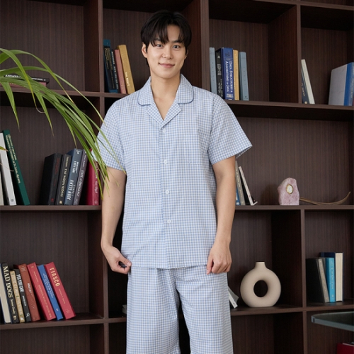 바풀 CA4N111-16 남성잠옷 순면 반팔 파자마 잠옷 상하_이미지