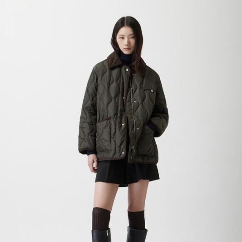 ZOOC 여성 코듀로이 배색 퀄팅 경량 패딩 Z254PSG181_이미지