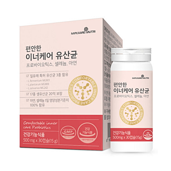 메이준생활건강 메이준뉴트리 편안한 이너케어 유산균 30캡슐 (6개)
