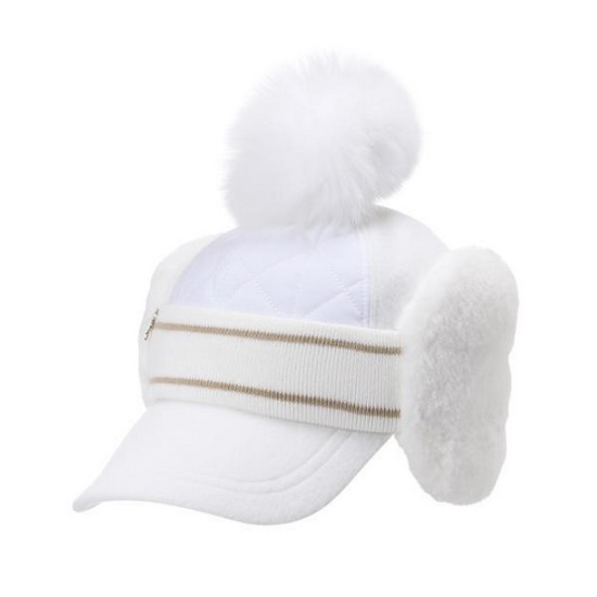 우븐 패딩 방울 니트 귀마개 볼캡 221D4CP201_WH