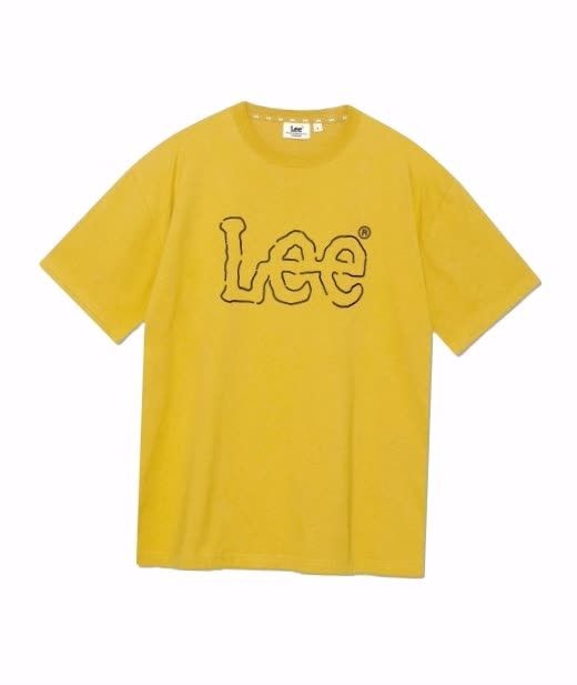LE2402ST04MU 라인 트위치 로고 티셔츠 머스타드