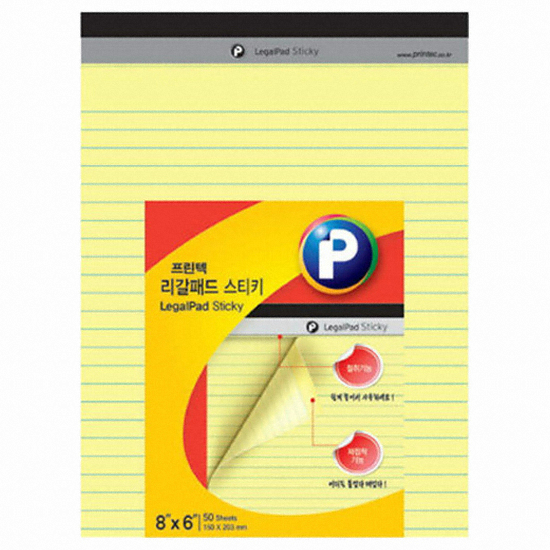 프린텍  리갈패드 스티키 노랑 50매 LP150Y