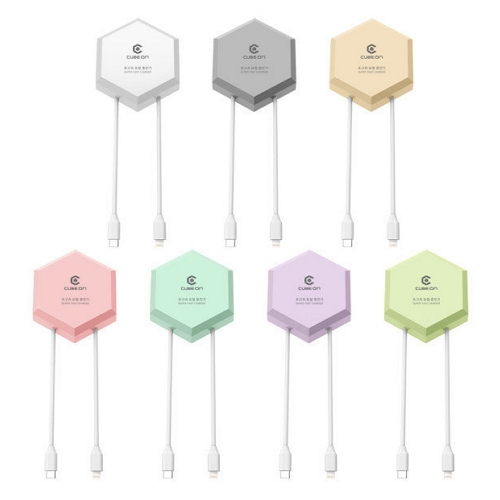 정인일렉텍 큐브온 PD PPS 50W 듀얼 충전기 C타입+C타입 JI-206