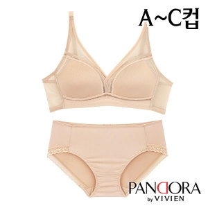 비비안 판도라 노와이어 풀컵 메쉬무빙몰드브라팬티 2종 세트_PB7146 75A-90C