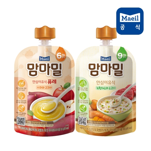 맘마밀 사과와고구마 100g + 녹황채소소고기 100g 각 10팩