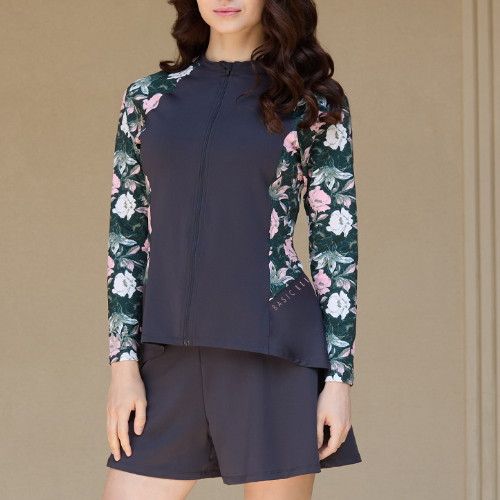 베이직엘르 여성인 플레어 집업 래쉬가드 3종 세트 BEL-X208G