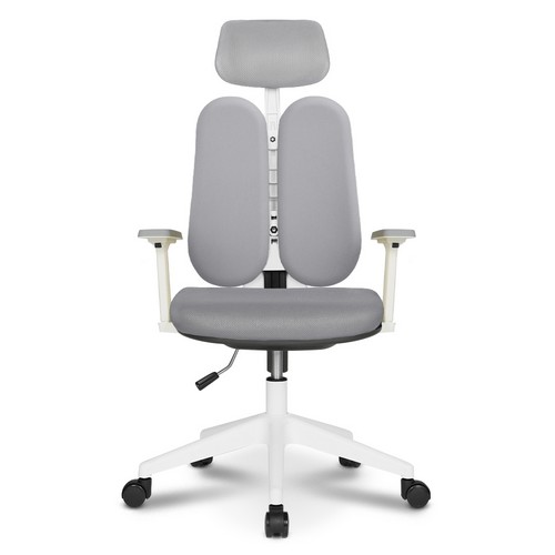 체어포커스 듀얼와이드 프리미엄 헤더형 조절팔 화이트바디 의자 DU-Y77 (패브릭등판)_이미지