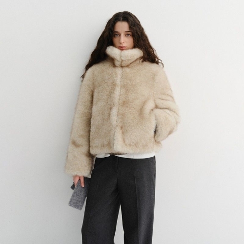 CROPPED FUR JACKET GREYISH BEIGE_UDJU5D224I1 309639