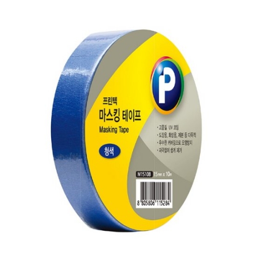 프린텍 단순생활 마스킹테이프 청색 M1510B 15mm x 10m (1개)_이미지