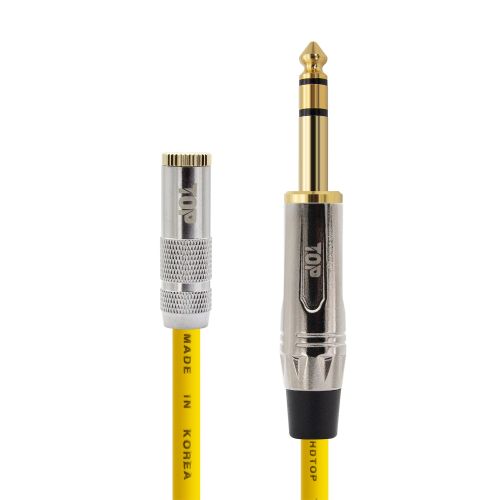 탑라인에이치디 HDTOP 메탈 3.5암 to 5.5수 스테레오 케이블 옐로우 (50m, HT-TP4922)_이미지