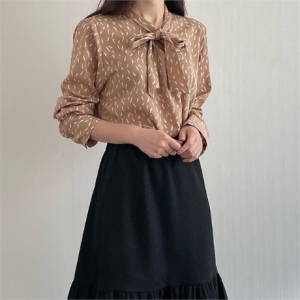 패턴쉬폰타이블라우스 CRN590M211 빅사이즈