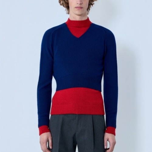 질샌더 브이넥 디자인 레이어드 터틀넥 니트 J21GP0203 J14836 642