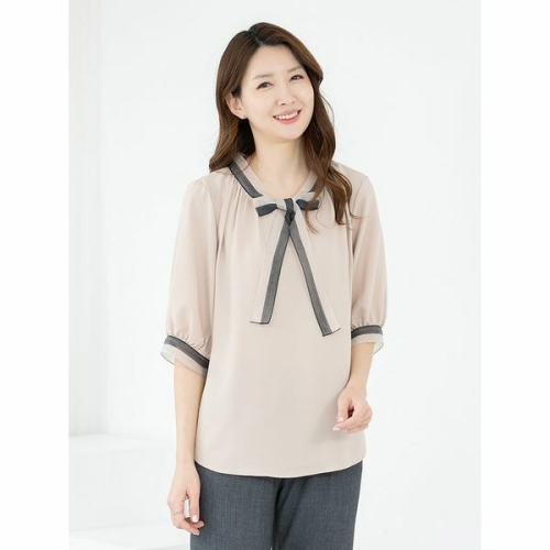 모슬린 블라우스 7부 리본 MQG126715 마담 미시 중년여성 빅