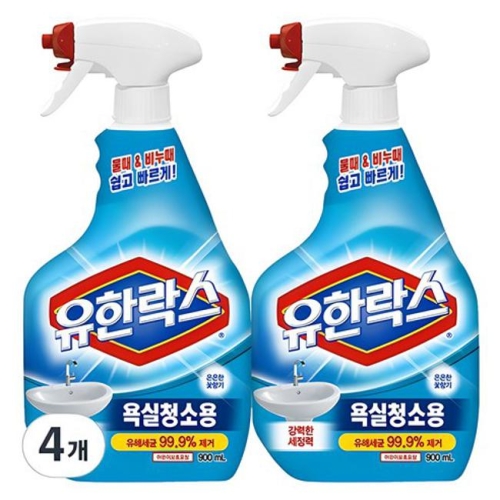 유한양행 유한락스 욕실청소용 900ml (4개)