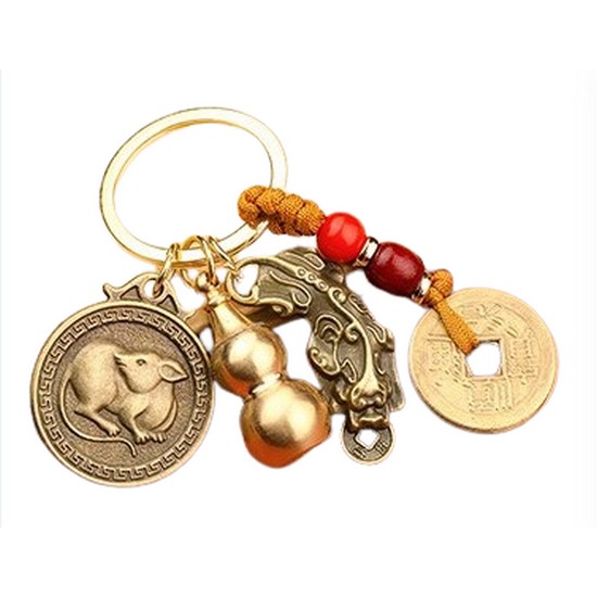 12지신 수호신 행운키링 자동차 열쇠고리 가방고리 (쥐)_이미지