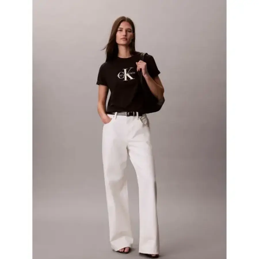 캘빈클라인 진 CALVIN KLEIN JEANS 여성 애시드워시 히어로 모노로고 반팔 티셔츠 47G825G UB1 47G825GUB1_이미지