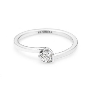 판도라 G 틸티드 하트 클리어 반지 199267~