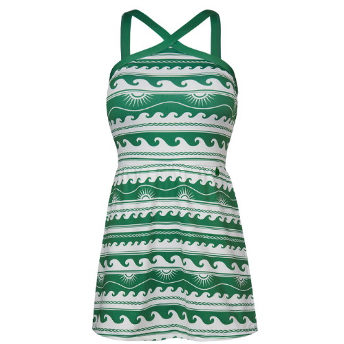코랄리크 여성 솔라 웨이브 홀터넥 모노키니 그린