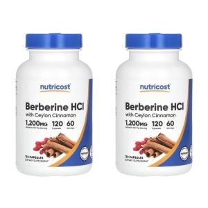 뉴트리코스트 베르베린 HCl 1200mg 실론시나몬 함유 120캡슐 (2개)_이미지