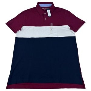 타미힐피거 새로운 남성 타미 힐피거 반소매 폴로 셔츠 레드/와인 78J8710 601 L M_이미지