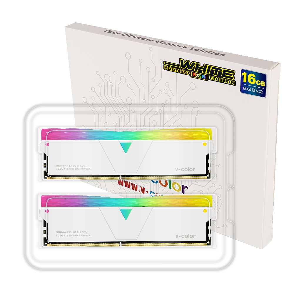 V-Color DDR4-4133 CL19 PRISM PRO RGB WHITE 패키지 (16GB(8Gx2))_이미지