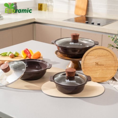 에코라믹 IH 뚝배기형 냄비 4종 (뚝배기16,20,24+나무받침)_이미지