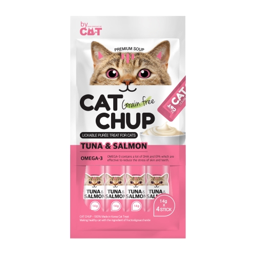 오션 바이캣 캣찹 그레인프리 퓨레 참치&연어 56g (14g x 4p) (1개)