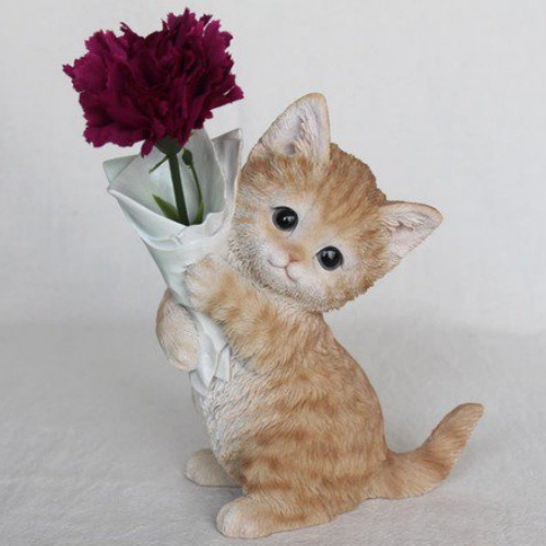 치즈고양이 한송이화병 고양이장식 소품 거실 인테리어 집들이 개업 생일 이사 선물_이미지