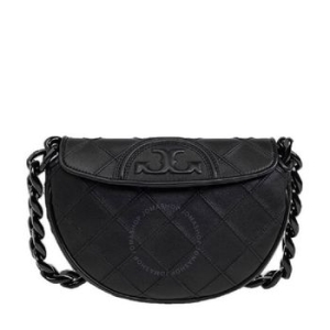 토리버치 블랙 레더 플레밍 소프트 미니 크레센트 백 162265-001_이미지