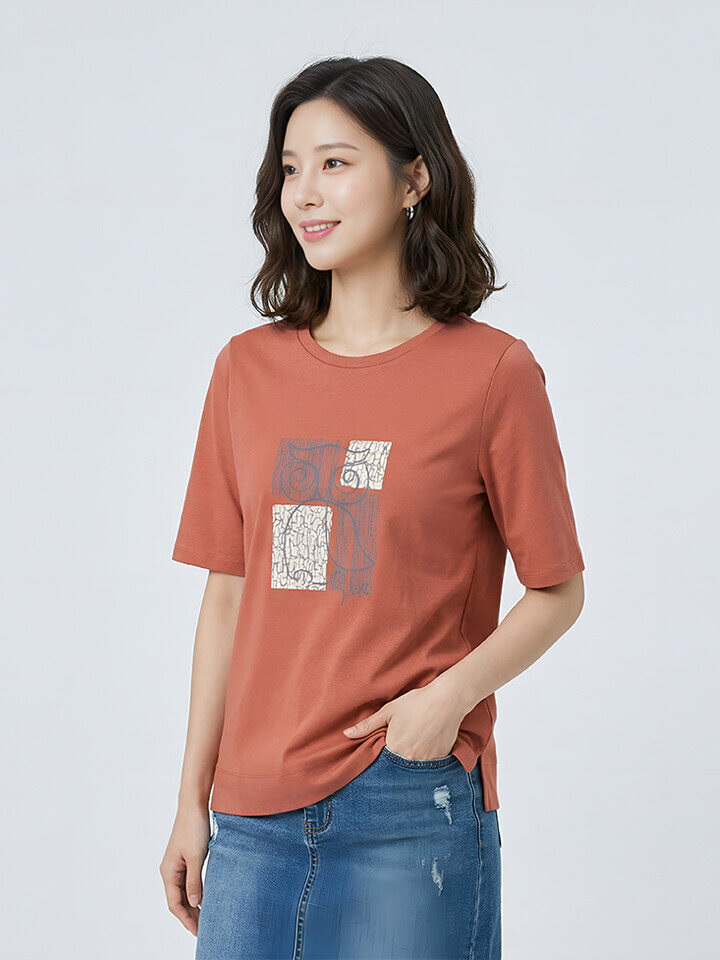 부엉이 프린트 티셔츠 -R2PU231562B