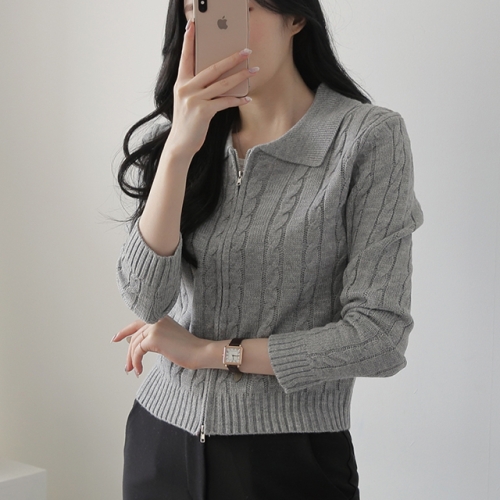 제니트 여성 기본핏 카라넥 투웨이 하밍꽈집업 그레이 FREE