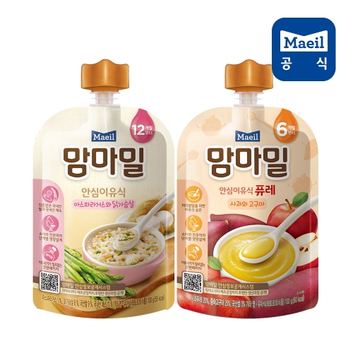 맘마밀 아스파라거스 100g + 사과와고구마 100g 각 10팩