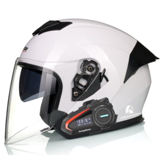 킥커머스 오픈페이스 블루투스 베이직화이트 오토바이 헬멧_이미지