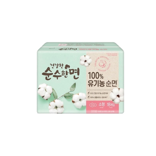 깨끗한나라 순수한면 건강한 순수한면 유기농 순면커버 소형 18개 (1팩(18개))