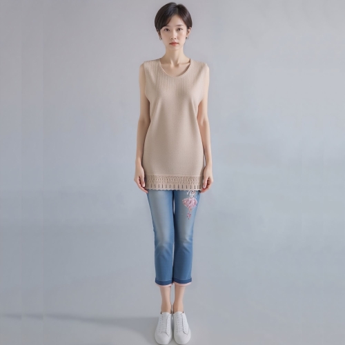 모라도 24년 봄 여름 중년 여성 멀티 조직 핫피스 나시RNM8TP600F-CC