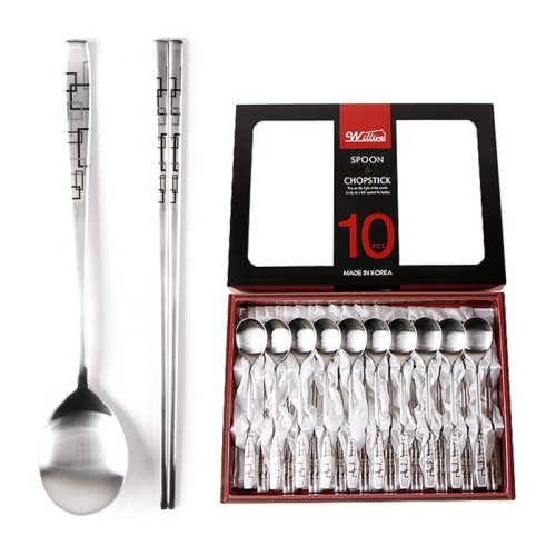 윌리브 국산 304스텐 수저세트, 모던, 숟가락 10P + 젓가락 10P + 케이스_이미지
