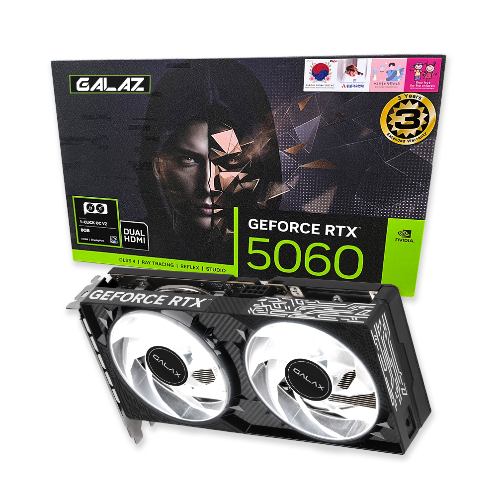 갤럭시 GALAZ 지포스 RTX 5060 BLACK OC V2 D7 8GB DUAL HDMI_이미지