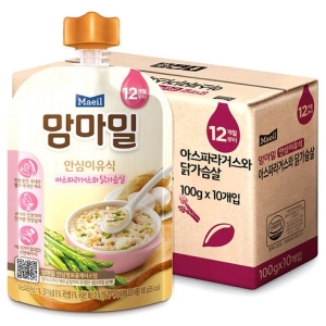 매일유업 맘마밀 안심이유식 아스파라거스와 닭가슴살 100g (80개)_이미지