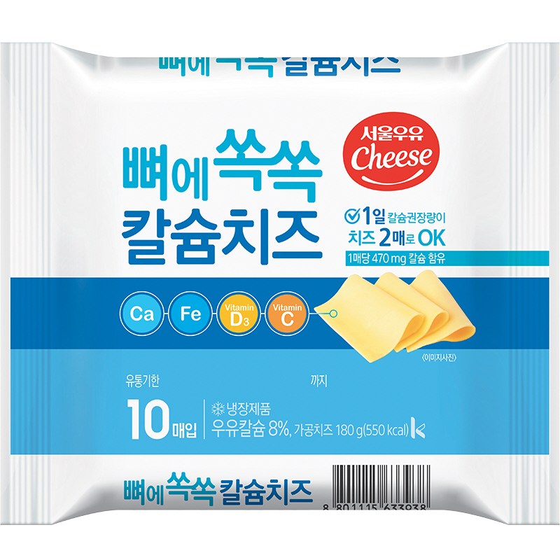 서울우유  뼈에 쏙쏙 칼슘치즈 10매입 180g