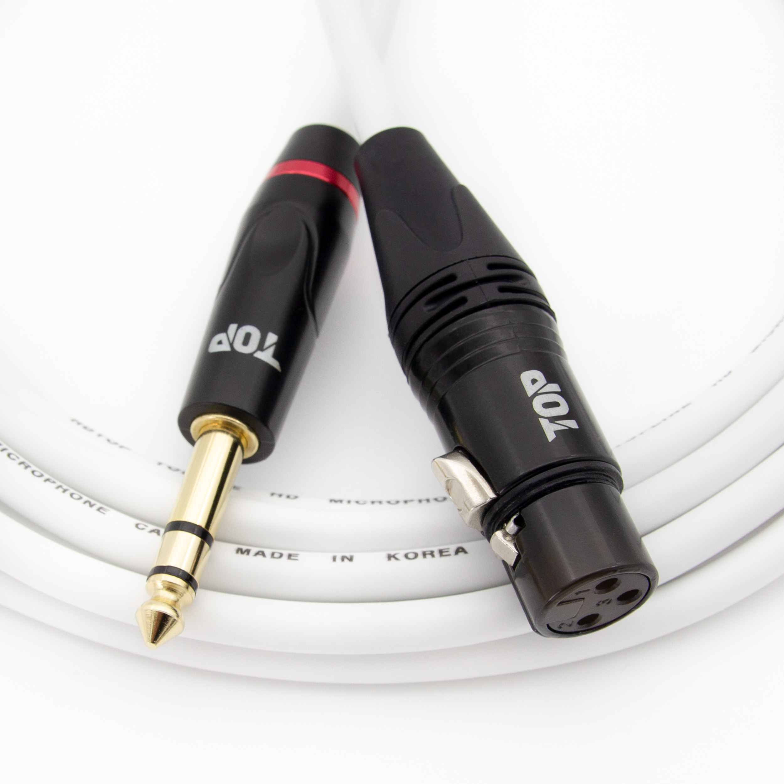 탑라인에이치디 HDTOP 5.5스테레오 to XLR 암 마이크 케이블 블랙화이트 (1m, HT-TP5487)_이미지