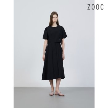 대현 ZOOC 하프 슬리브 플레어 원피스 BK_Z252MSE010