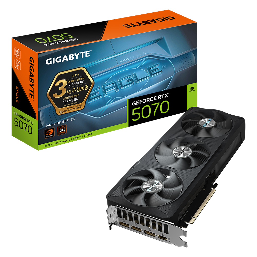 GIGABYTE 지포스 RTX 5070 EAGLE OC SFF D7 12GB 제이씨현이미지입니다. 누르면 해당 게시물로 새창이동합니다.