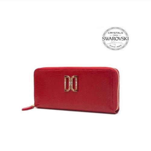여성 가죽 스와르브스키 DD로고장식 지퍼돌이 장지갑 DCWA1E285R2