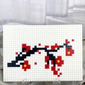 디폼 끼우기블럭 사 자 액자 만들기-매화