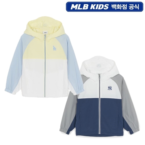 MLB MLB키즈 아웃도어 컬러블럭 홑겹 바람막이 (7AWJB0763)