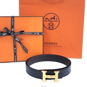 에르메스 남성 무광 금장 H 버클 양면 벨트 H073967CA