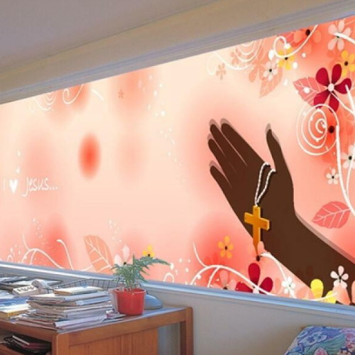 낭만창고 뮤럴실사 시트지 기도하라 nang113 (1장, 100cm x 100cm)