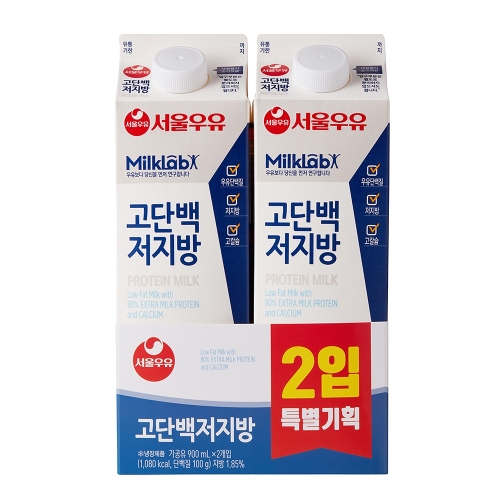 서울우유 밀크랩 고단백 저지방 우유 900ml (2개)