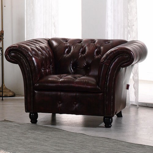 벤티스가구 르벨 엔틱 천연가죽 소파 1인용