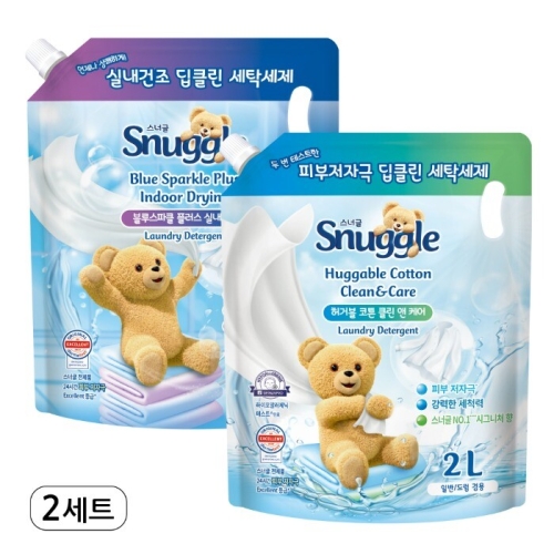 <b>스너글</b> 딥클린 블루스파클 플러스 리필 2L + 허거블 코튼 리필 2L